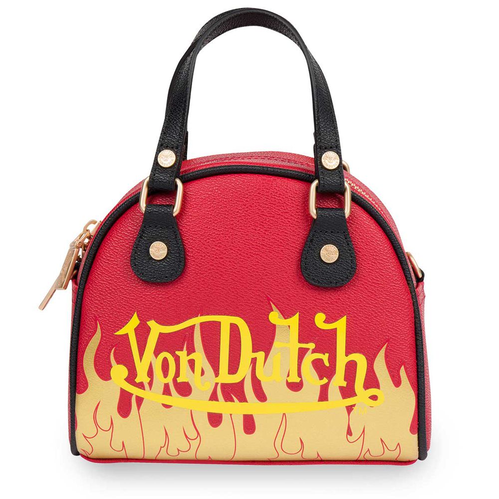 Von Dutch City Of Angels Small Women Bowling Bag Red / Yellow | US-MOLBWT874