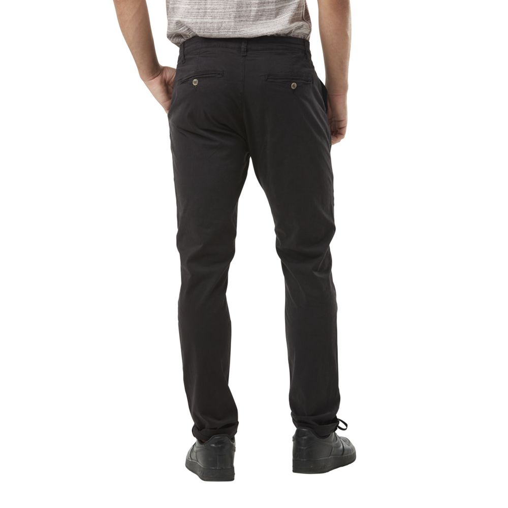 Von Dutch Coast Cotton Chino with Embroidered Patch on the Back Men Pants Black | US-BHUGIV935