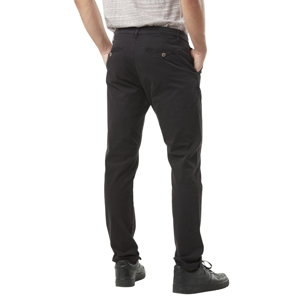 Von Dutch Coast Cotton Chino with Embroidered Patch on the Back Men Pants Black | US-BHUGIV935