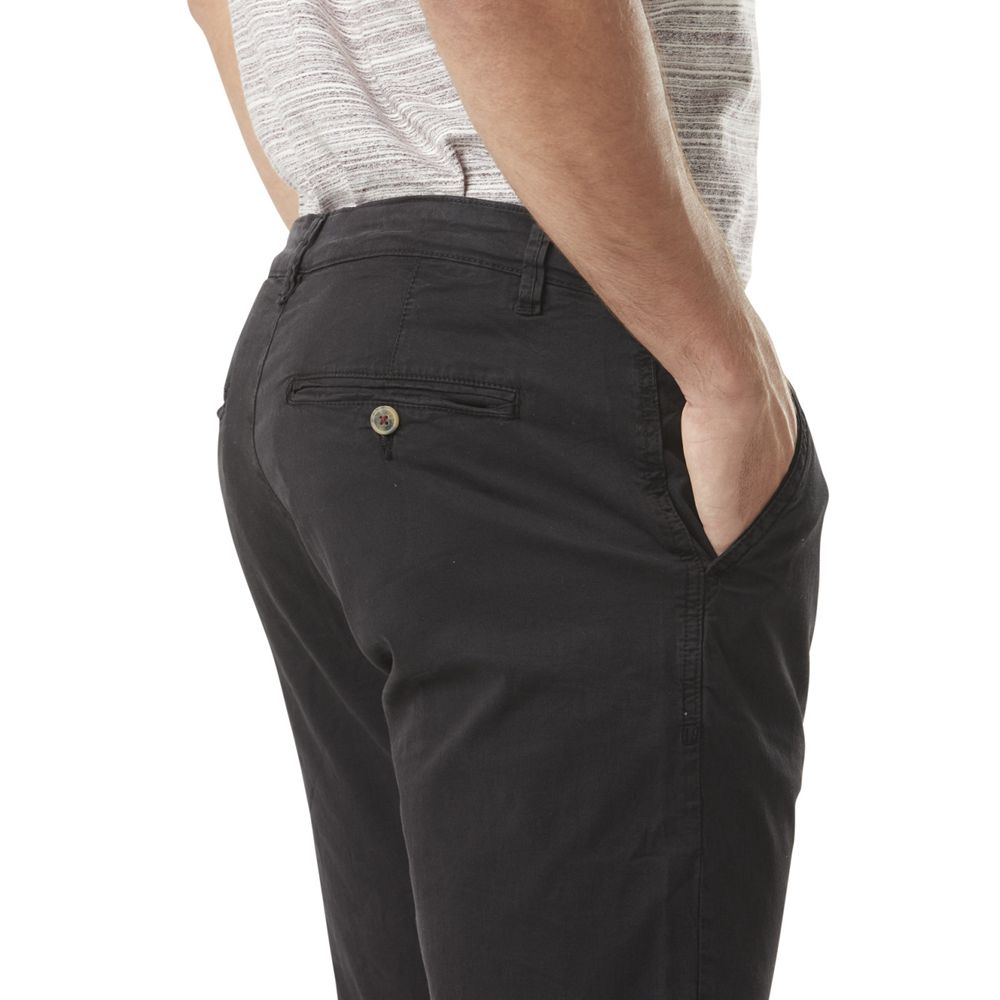 Von Dutch Coast Cotton Chino with Embroidered Patch on the Back Men Pants Black | US-BHUGIV935