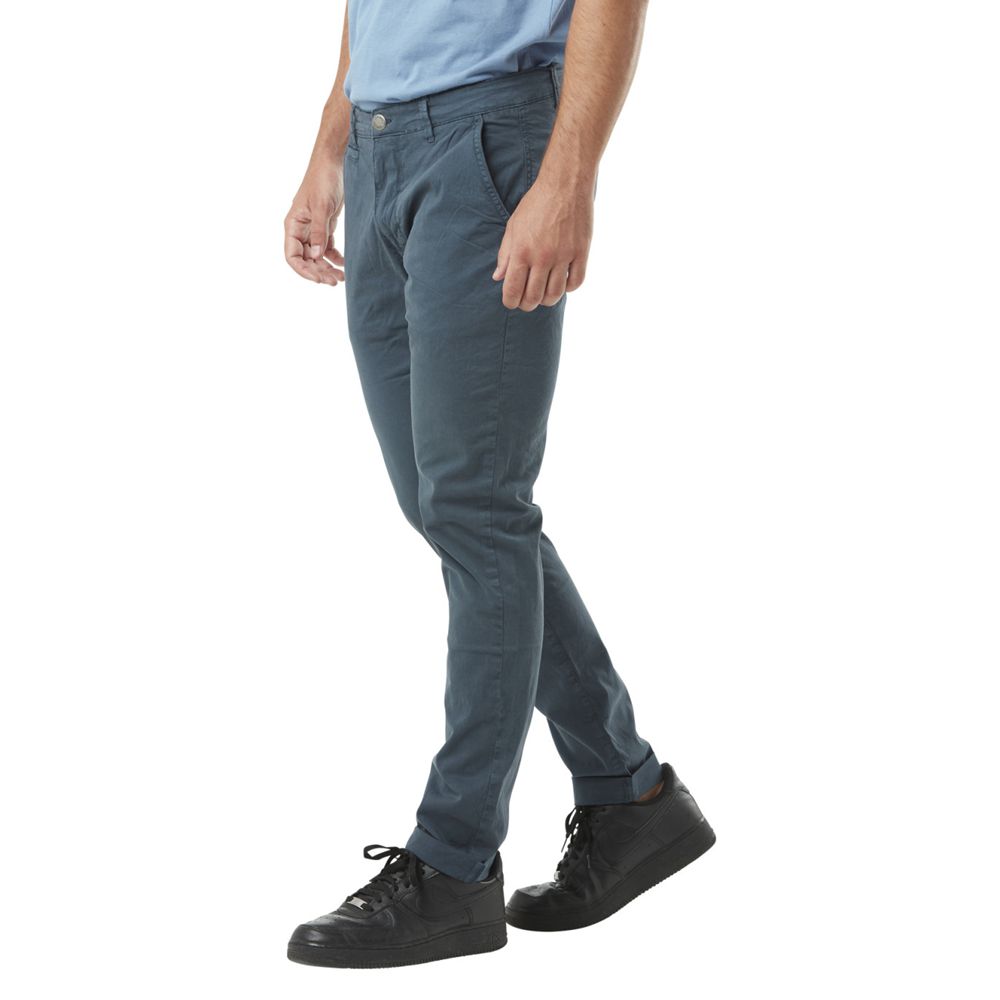 Von Dutch Coast Cotton Chino with Embroidered Patch on the Back Men Pants Blue | US-YNKARG901