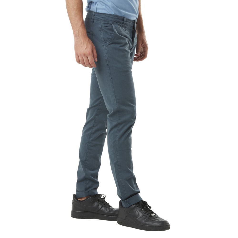 Von Dutch Coast Cotton Chino with Embroidered Patch on the Back Men Pants Blue | US-YNKARG901