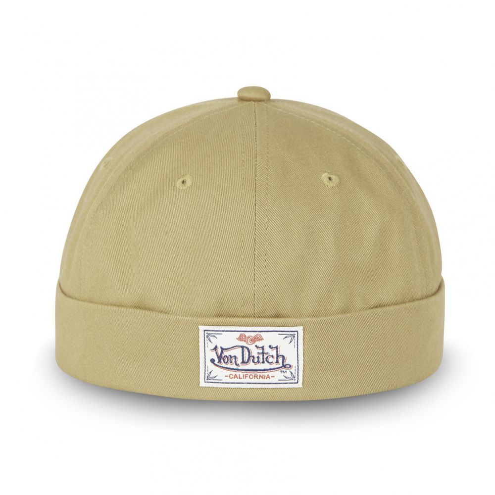 Von Dutch Cotton Docker Cap Beige | US-PCJHKZ936