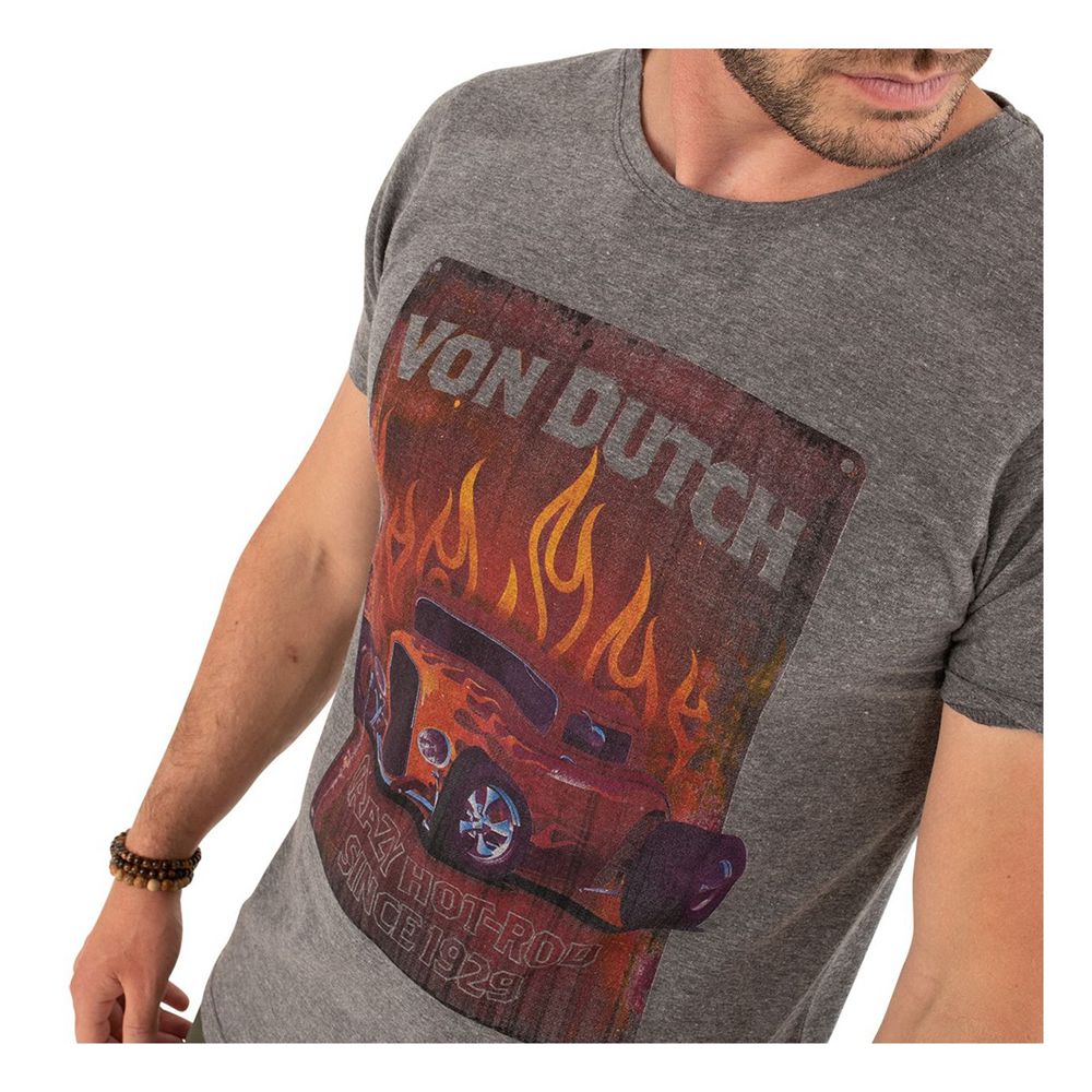 Von Dutch Crazy Cotton Regular-Fit Round-Neck Men T-Shirt Black | US-KEWMUH209