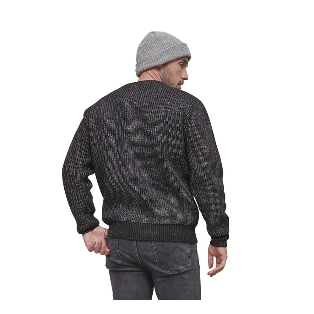 Von Dutch Denim Effect In English Rib With Patch On The Sleeve Matt Men Sweater Black / Grey | US-LTFQWA618