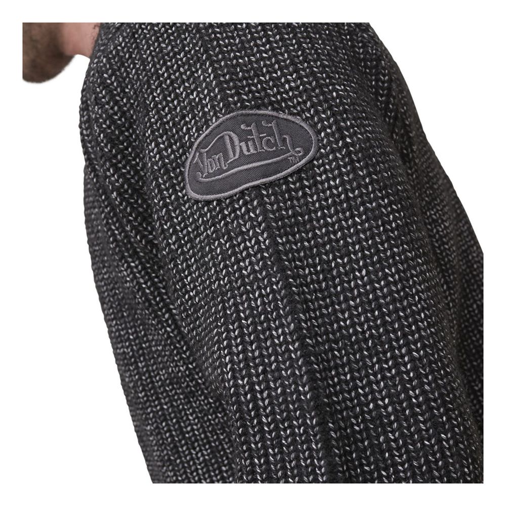 Von Dutch Denim Effect In English Rib With Patch On The Sleeve Matt Men Sweater Black / Grey | US-LTFQWA618