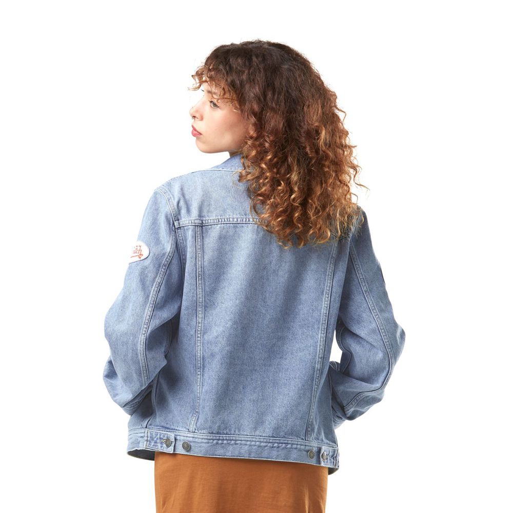 Von Dutch Denim Used Jacket Women Denim Jacket Blue | US-ZCQJSM395