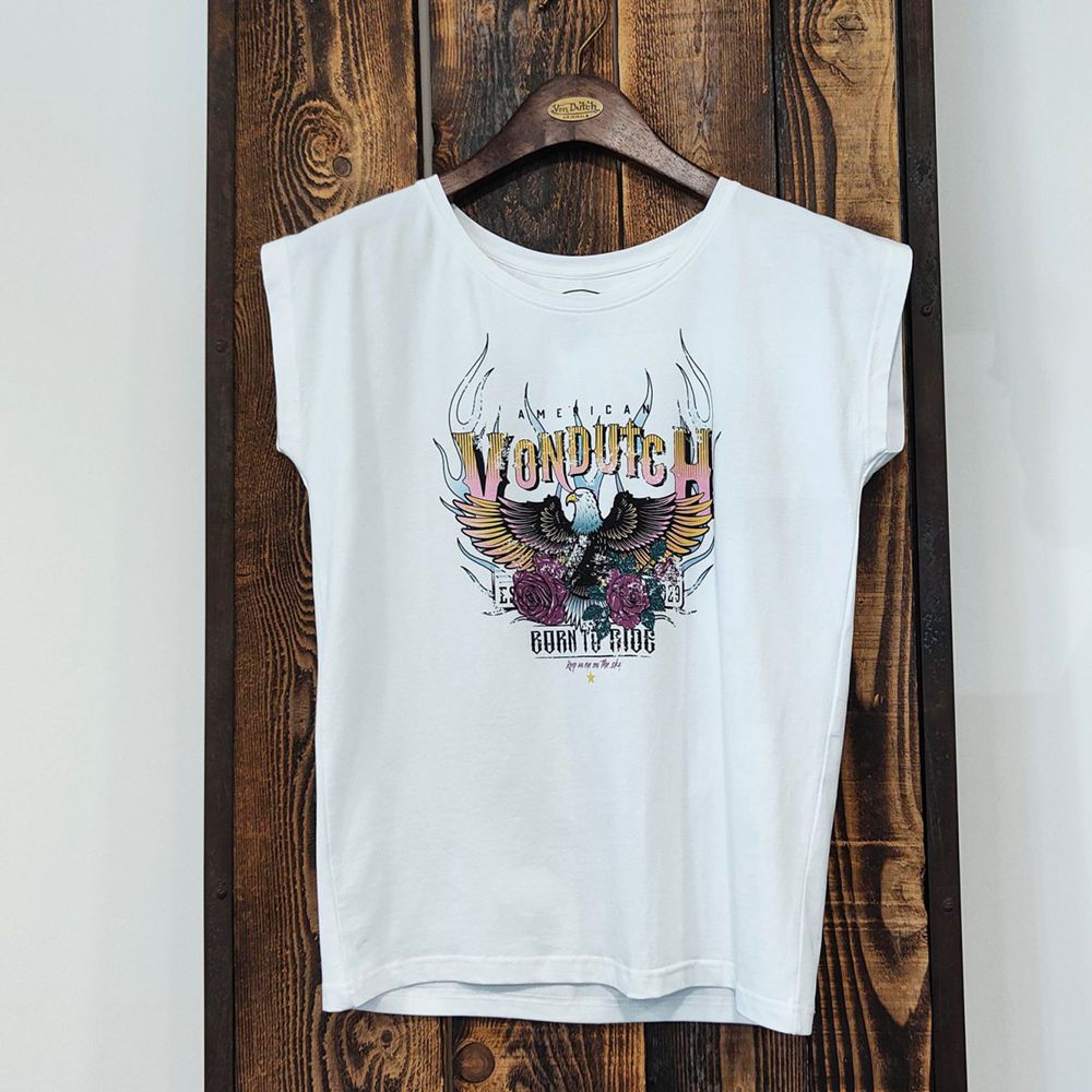 Von Dutch Eagle Front Print Round Neck Women T-Shirt White | US-TFIENZ928