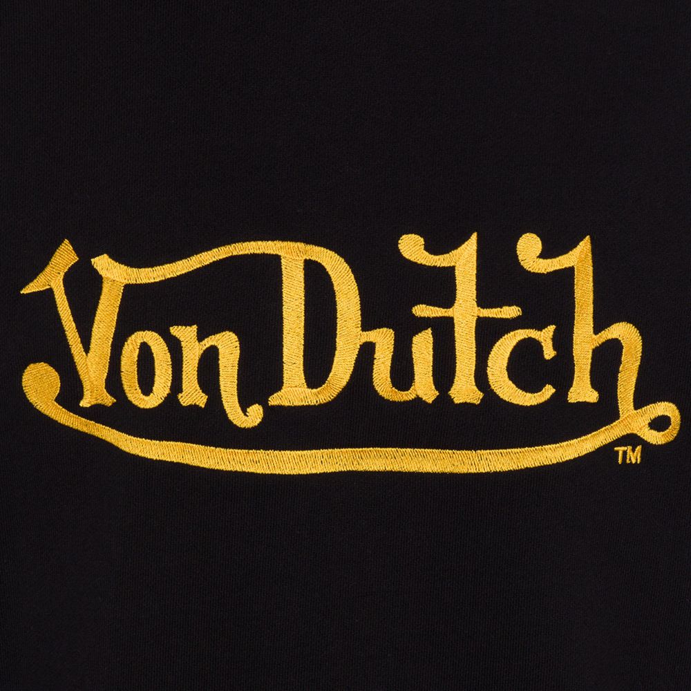 Von Dutch Embroidered Logo Men Hoodie Black / Gold | US-GUCJXI497