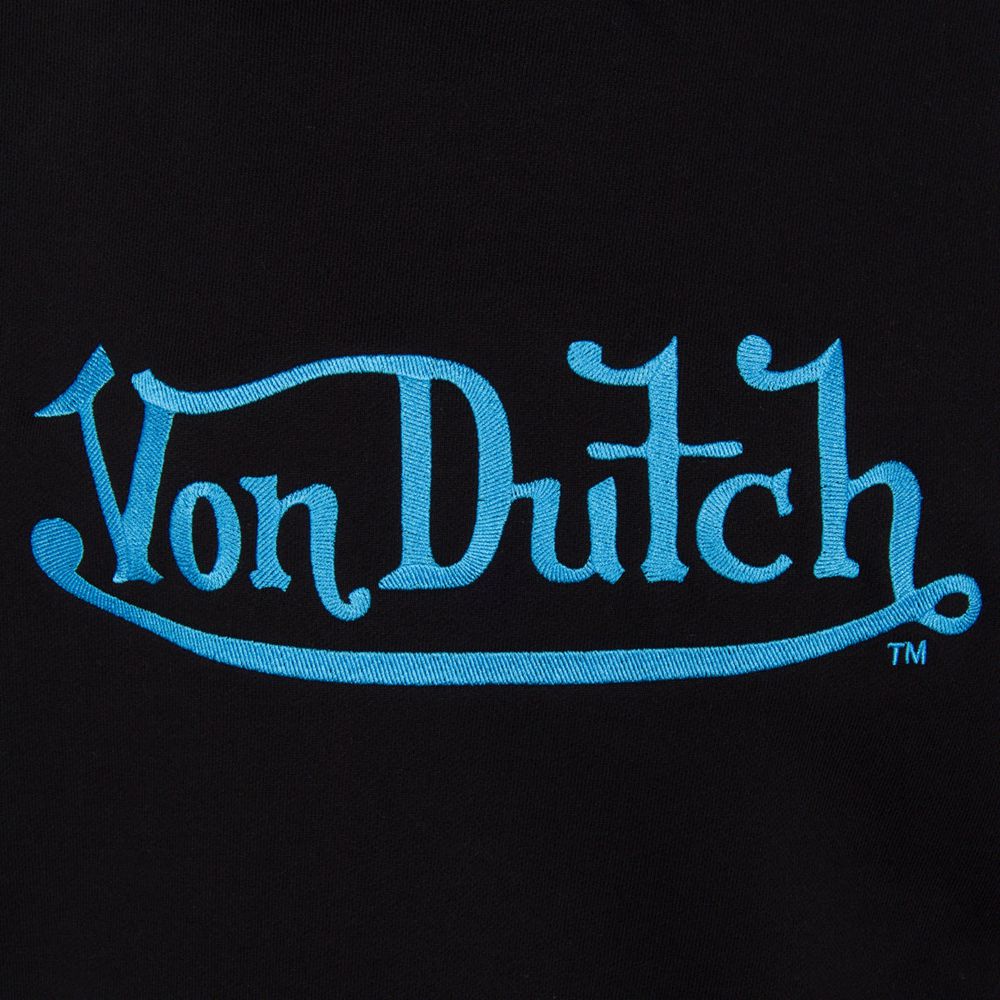 Von Dutch Embroidered Logo Men Hoodie Black / Blue | US-RGFECQ521