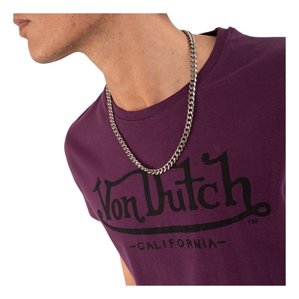 Von Dutch First Round-Neck Cotton Men T-Shirt Purple / Black | US-TIJAVS032