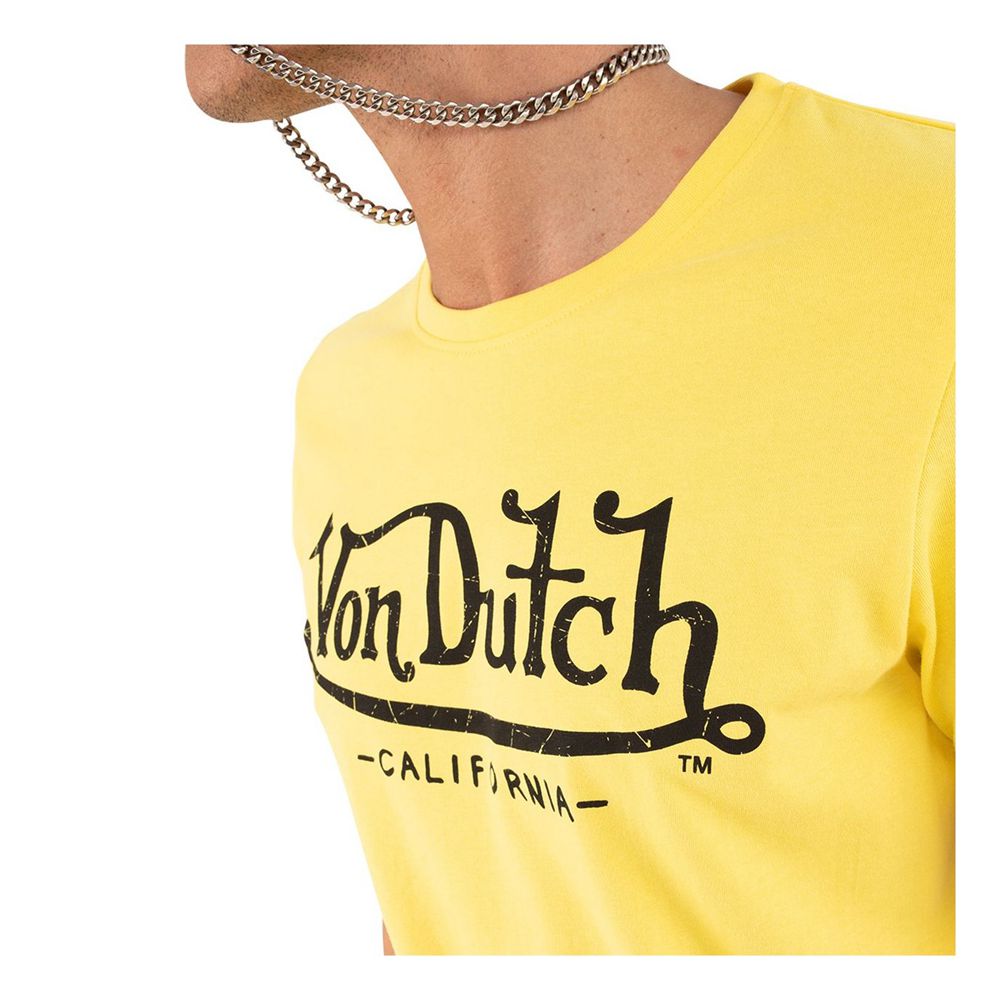 Von Dutch First Round-Neck Cotton Men T-Shirt Yellow / Black | US-ULSYCO610