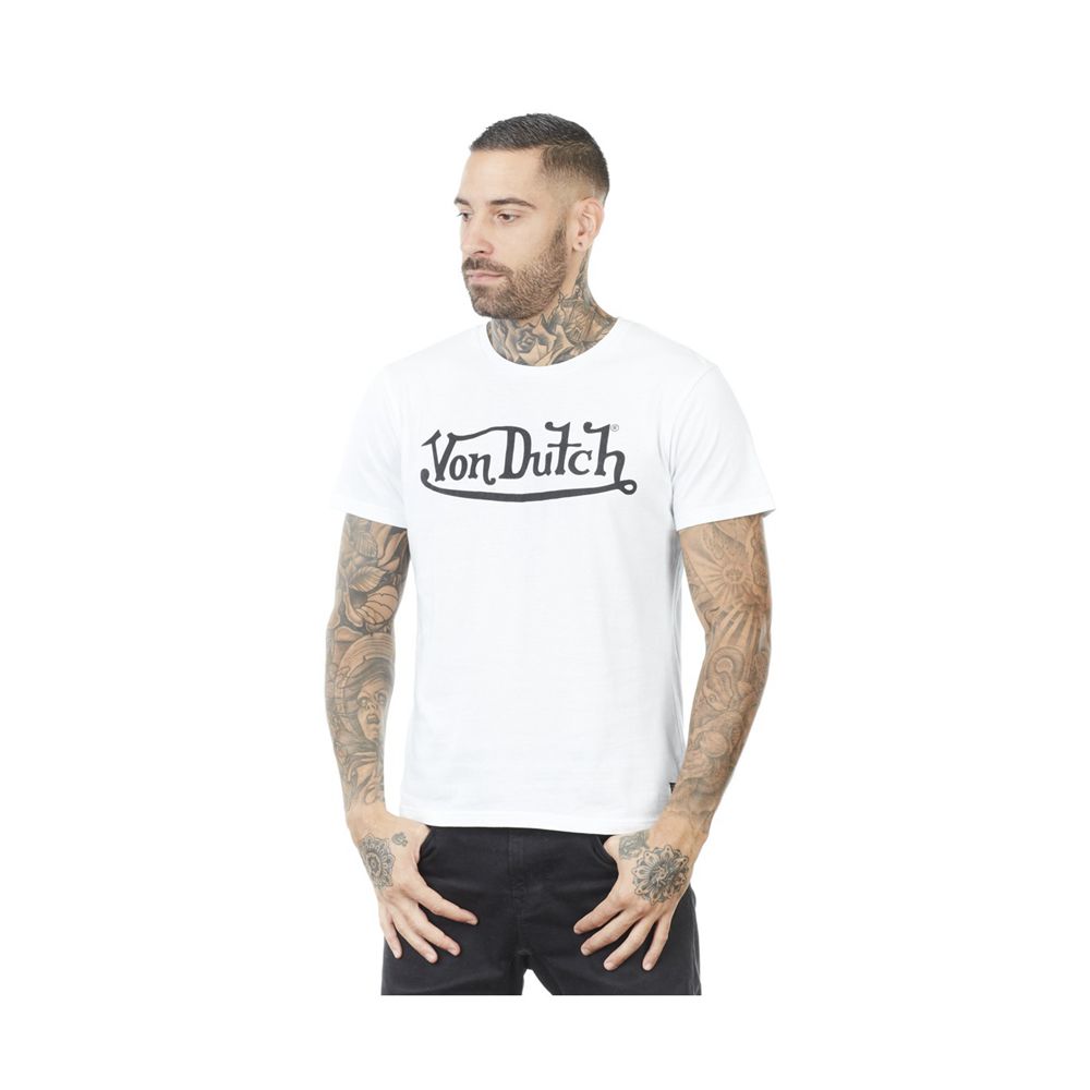 Von Dutch First Round Neck Men T-Shirt White / Black | US-PFTMRC854