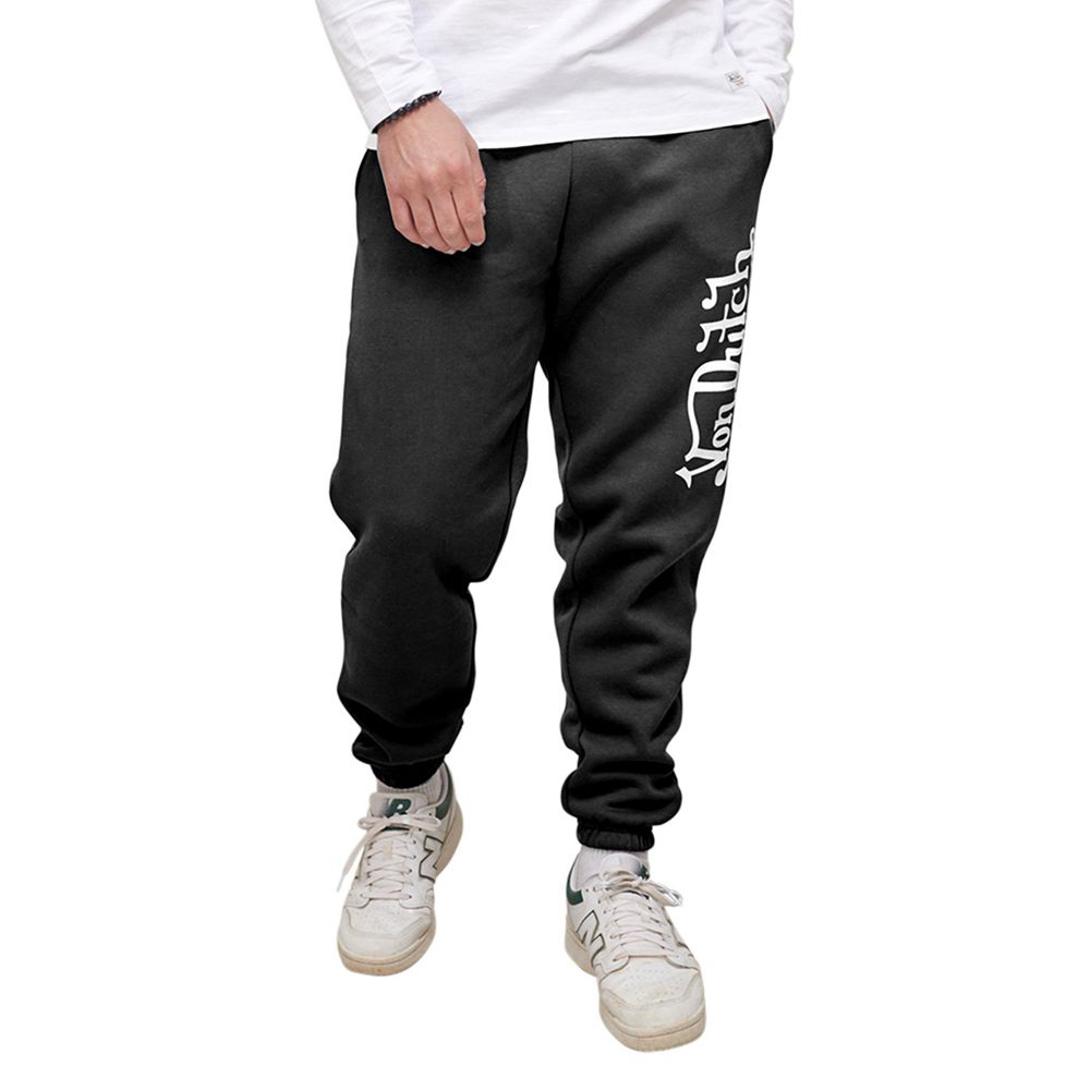 Von Dutch Fleece Park Men Joggers Black / White | US-IMJLTR938