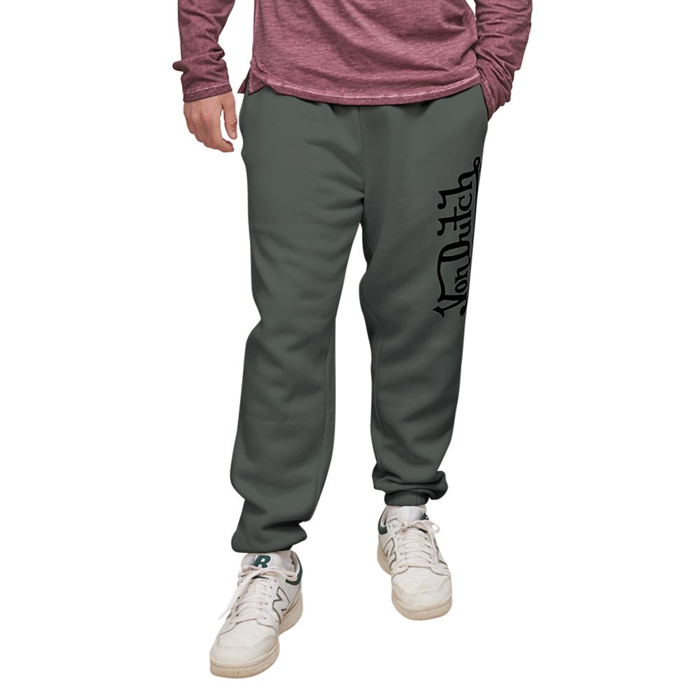 Von Dutch Fleece Park Men Joggers Grey / Black | US-TFVULR293