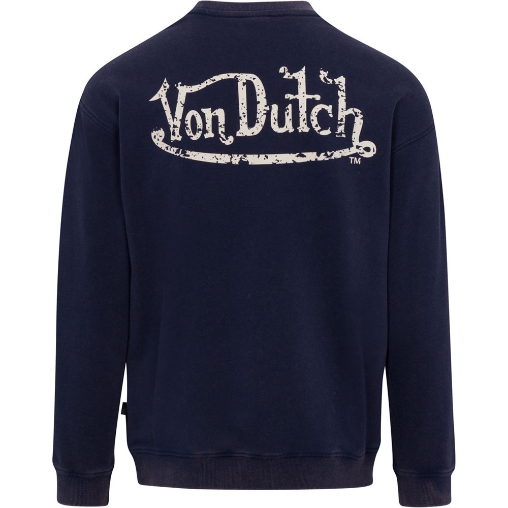 Von Dutch French Terry Crew Neck Men Sweater Navy | US-FHZXQC817