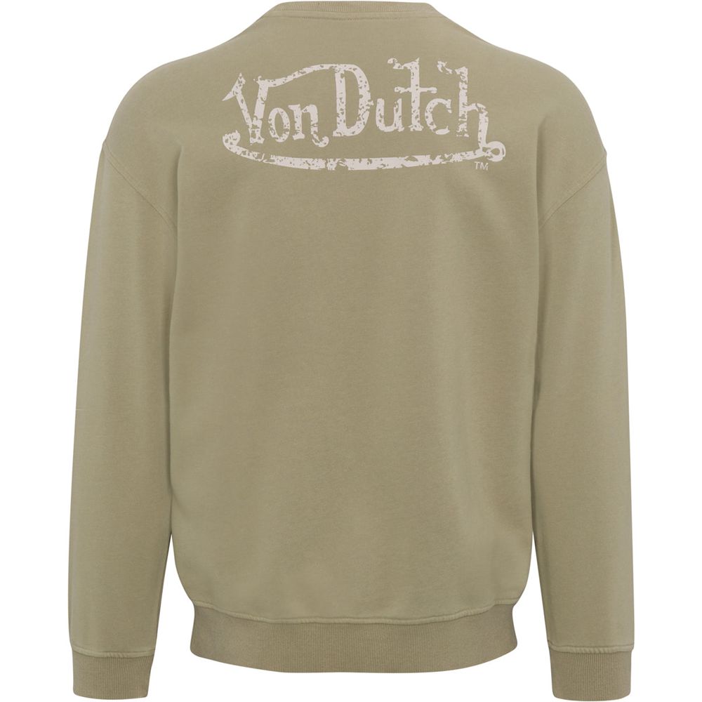 Von Dutch French Terry Crew Neck Men Sweater Khaki | US-XUMNYH726