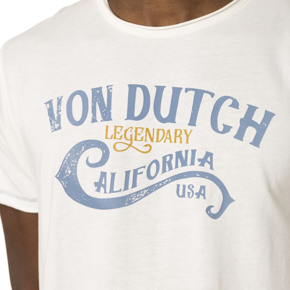 Von Dutch Heathered Round Neck With Front Print Calif Men T-Shirt White / Blue / | US-AWSHOJ508