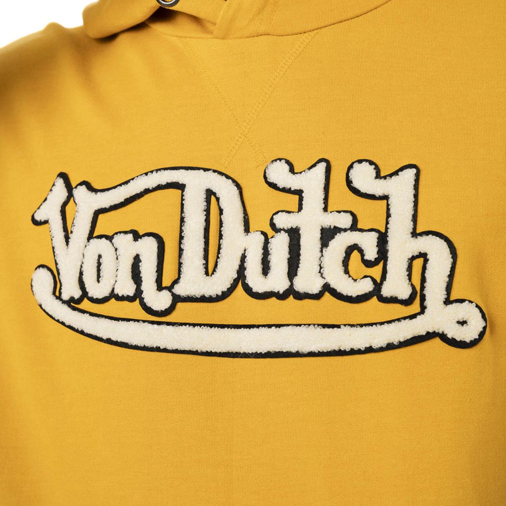 Von Dutch Heathered With Embroidery On The Front In Baz Cotton Men Hoodie Yellow / White | US-JCGHAF928