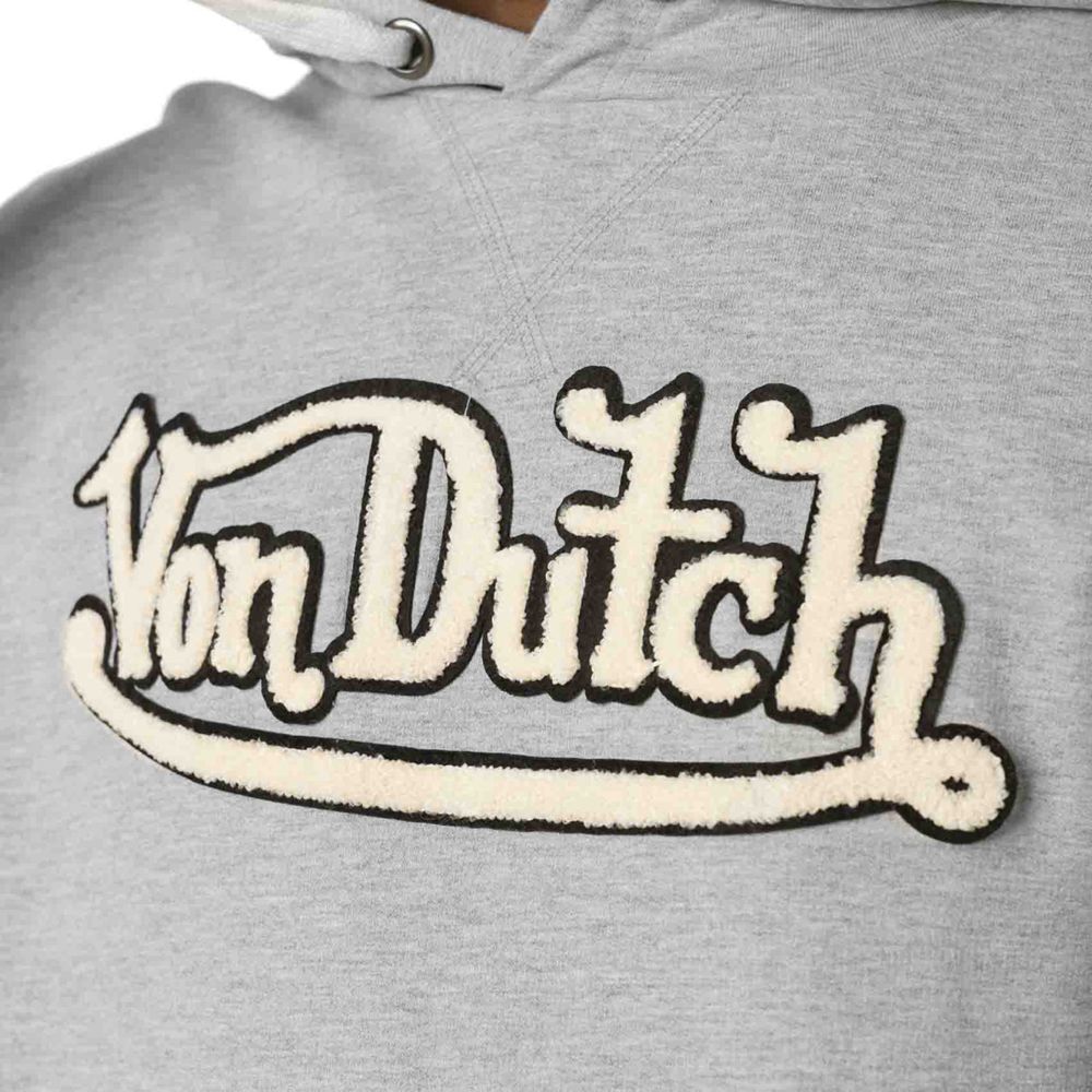 Von Dutch Heathered With Embroidery On The Front In Baz Cotton Men Hoodie Grey / White | US-XYPCJB219