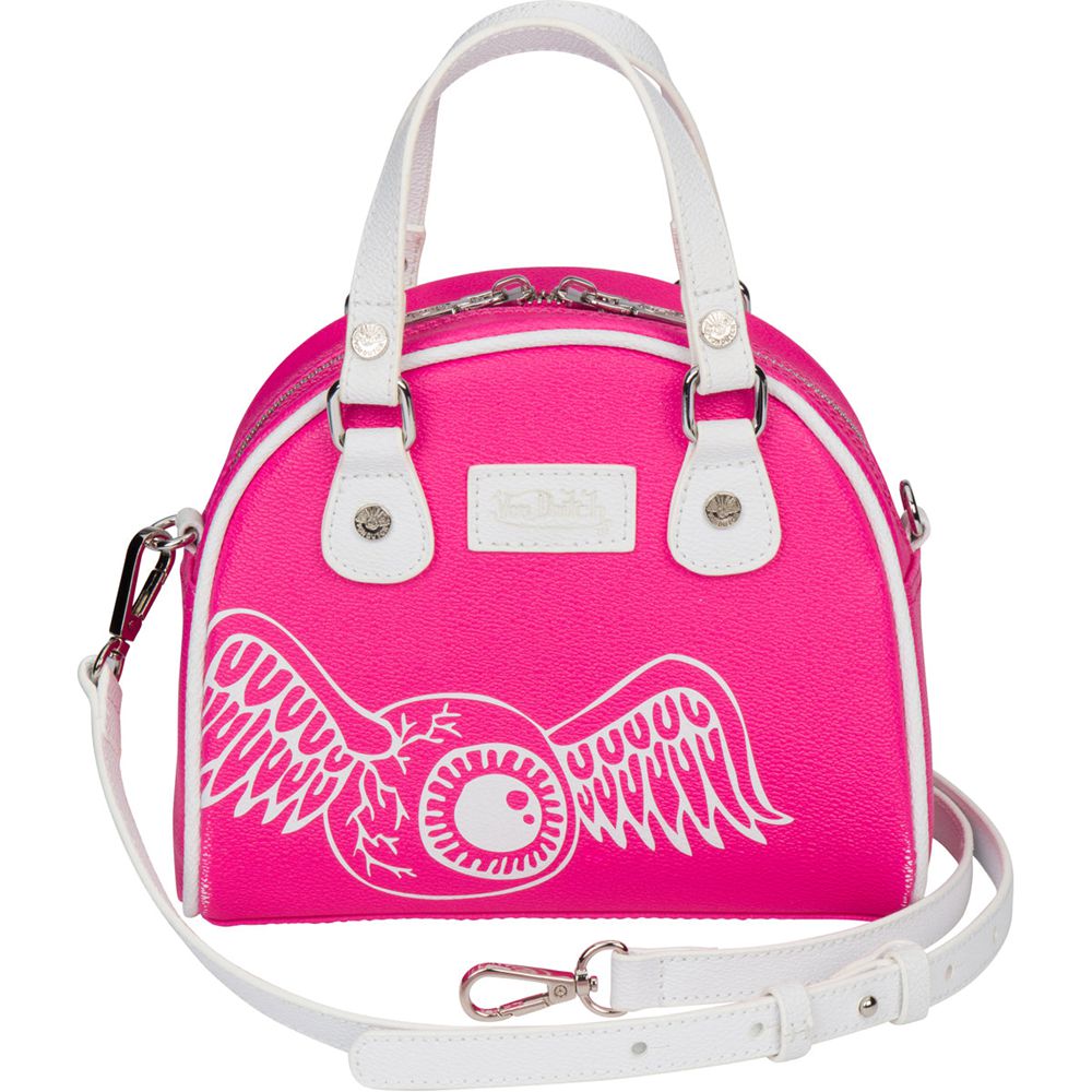 Von Dutch Hot Small Women Bowling Bag Pink / White | US-BLOAWU127