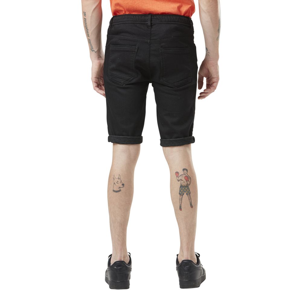 Von Dutch Jogg Bermuda In Cotton Denim Men Shorts Black | US-LHTFZB724