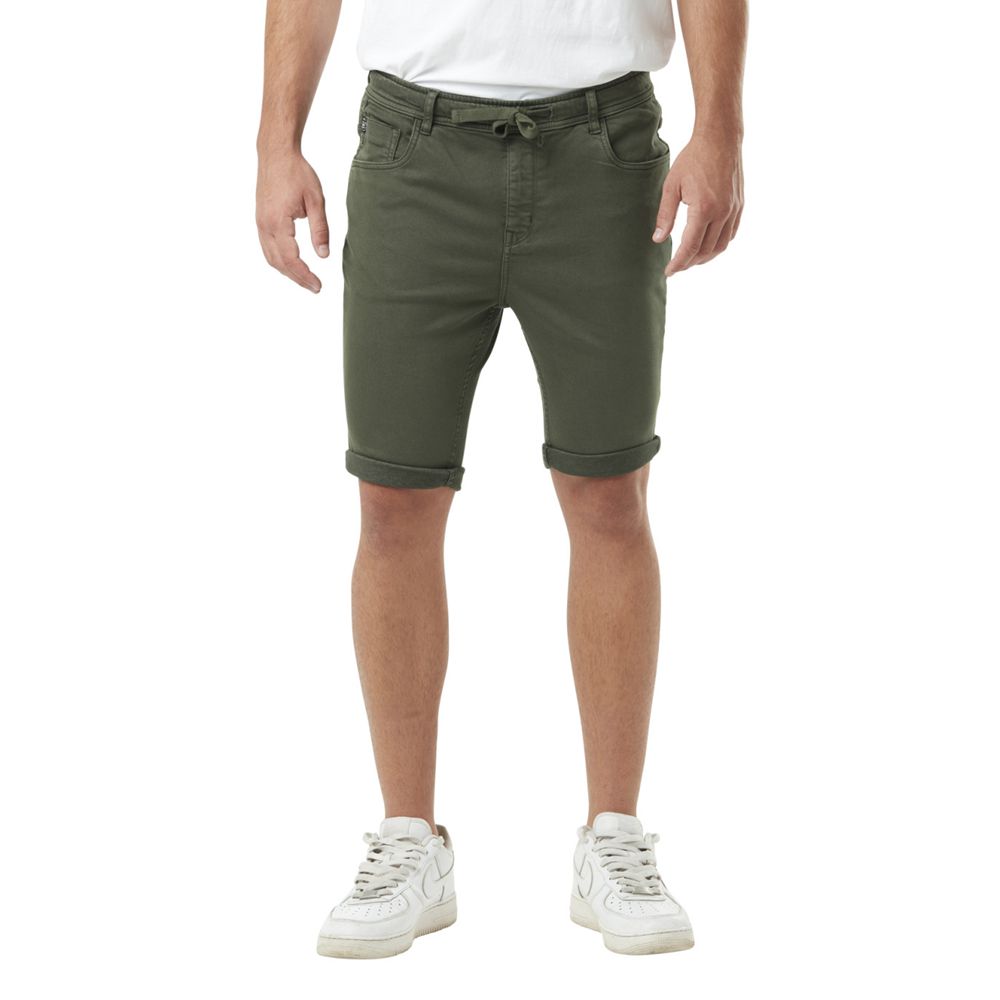 Von Dutch Jogg Bermuda In Cotton Denim Men Shorts Khaki | US-QGLECF074