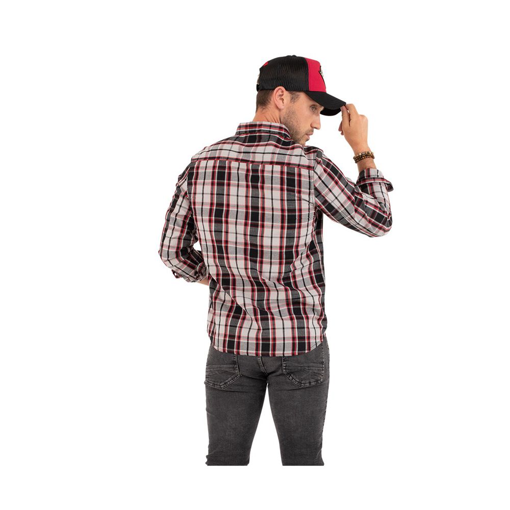 Von Dutch Jony Cotton Check Men Shirts Red / Black | US-XFRSHP203