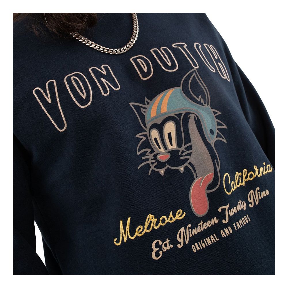 Von Dutch Kitt Round Neck Cotton Men Sweatshirt Blue | US-XTQDSA864