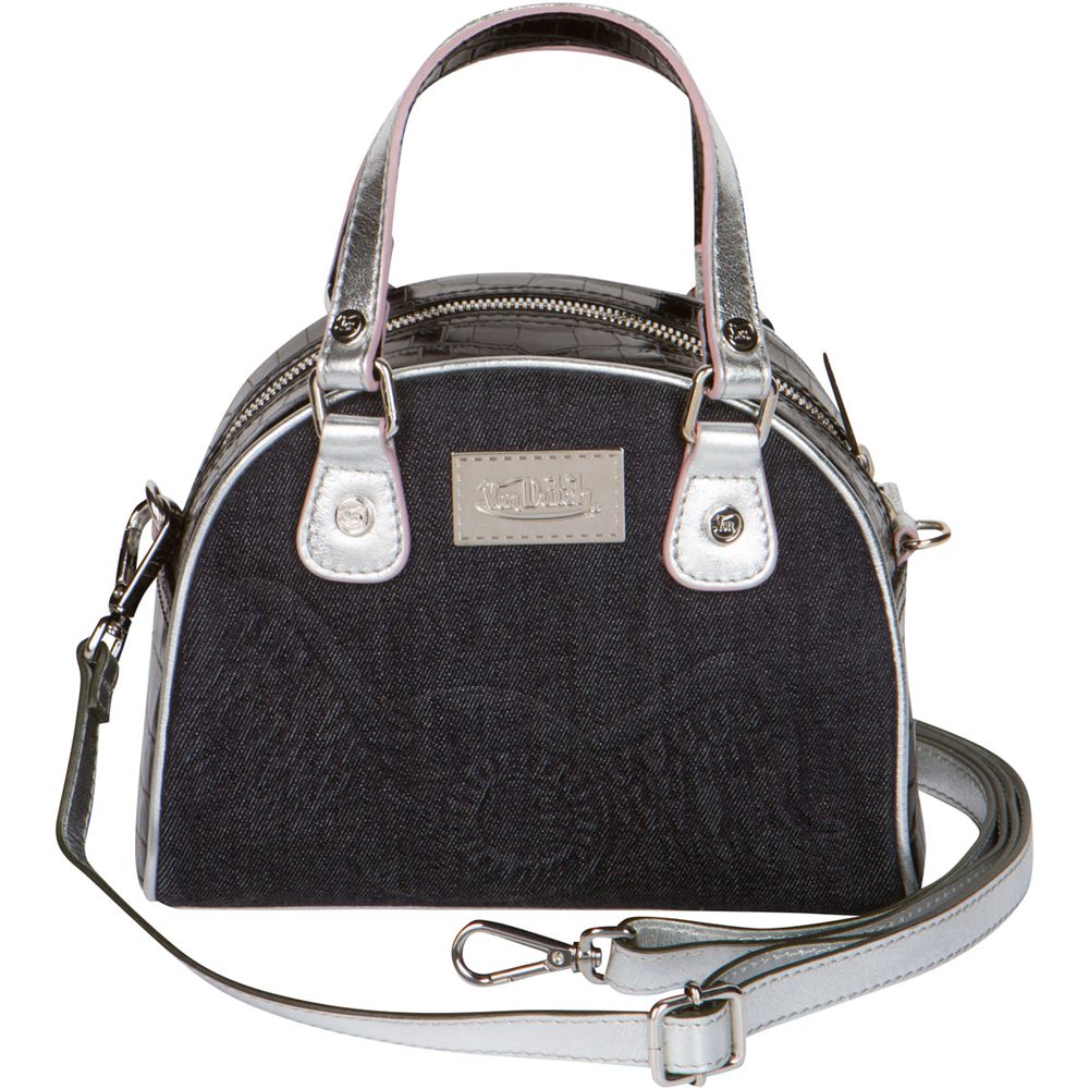 Von Dutch Leather Paris Women Bowling Bag Black | US-ANSHMB418