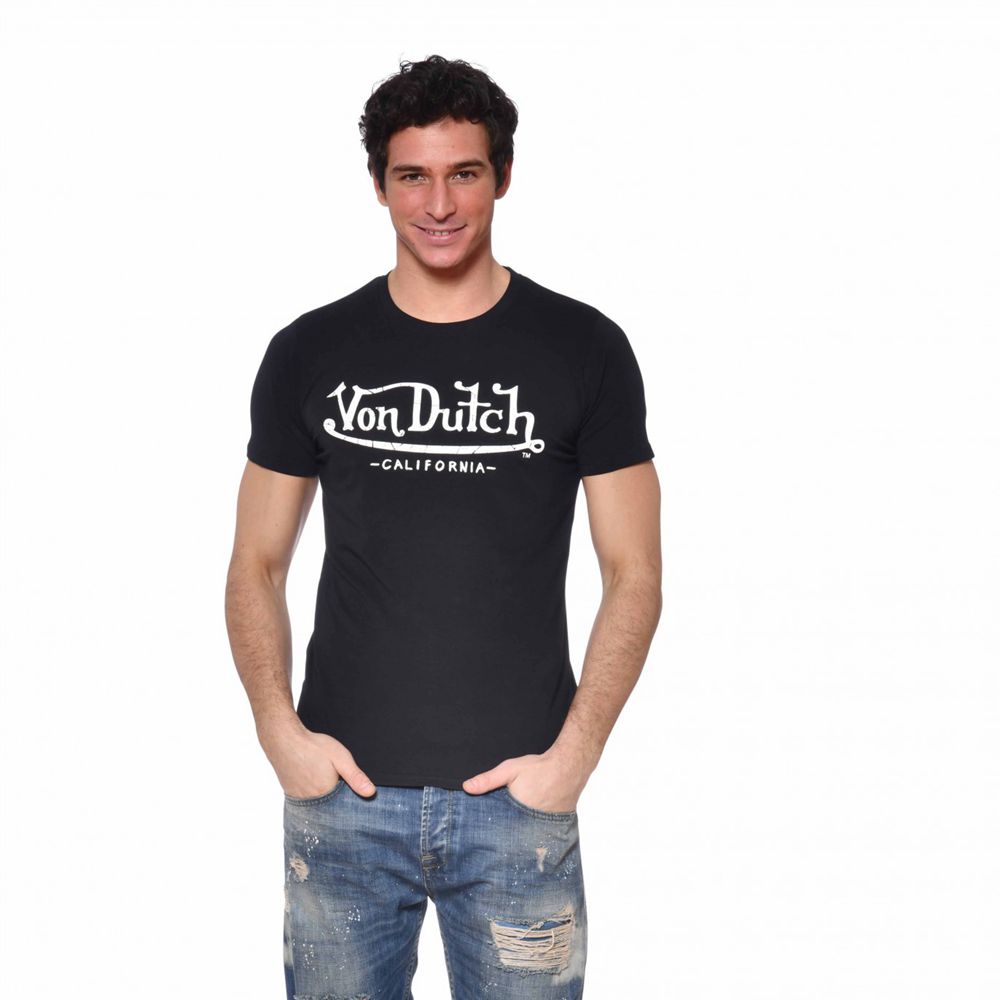 Von Dutch Life Slim Fit Men T-Shirt Black / White | US-TGXCWD815