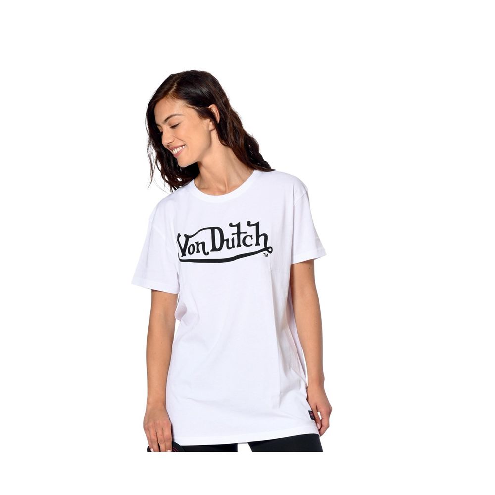 Von Dutch Loose Jodie Women T-Shirt White | US-SNDIOZ403