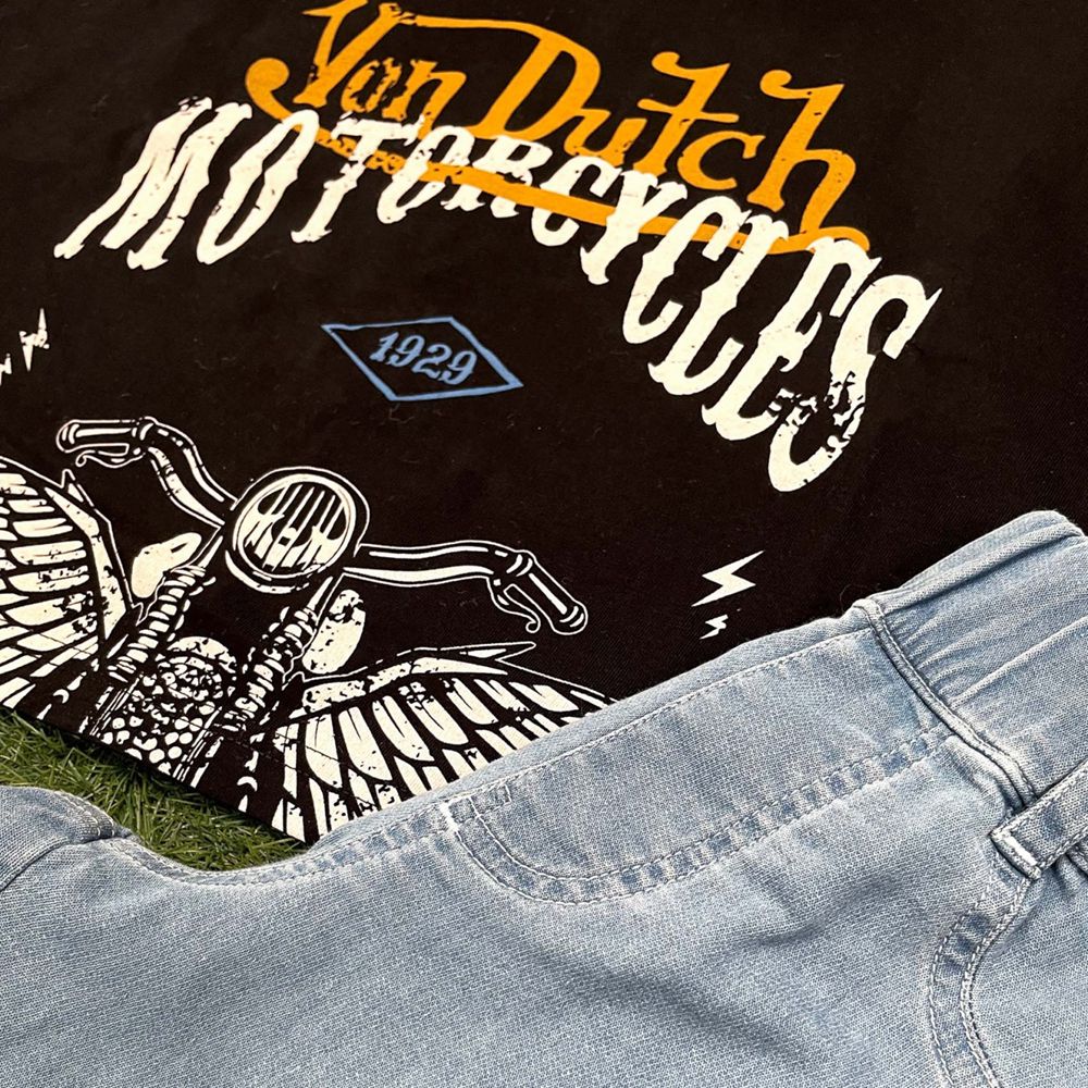 Von Dutch Loose Print Front In Cotton Will Women Crop Top Black | US-VQPXAO130