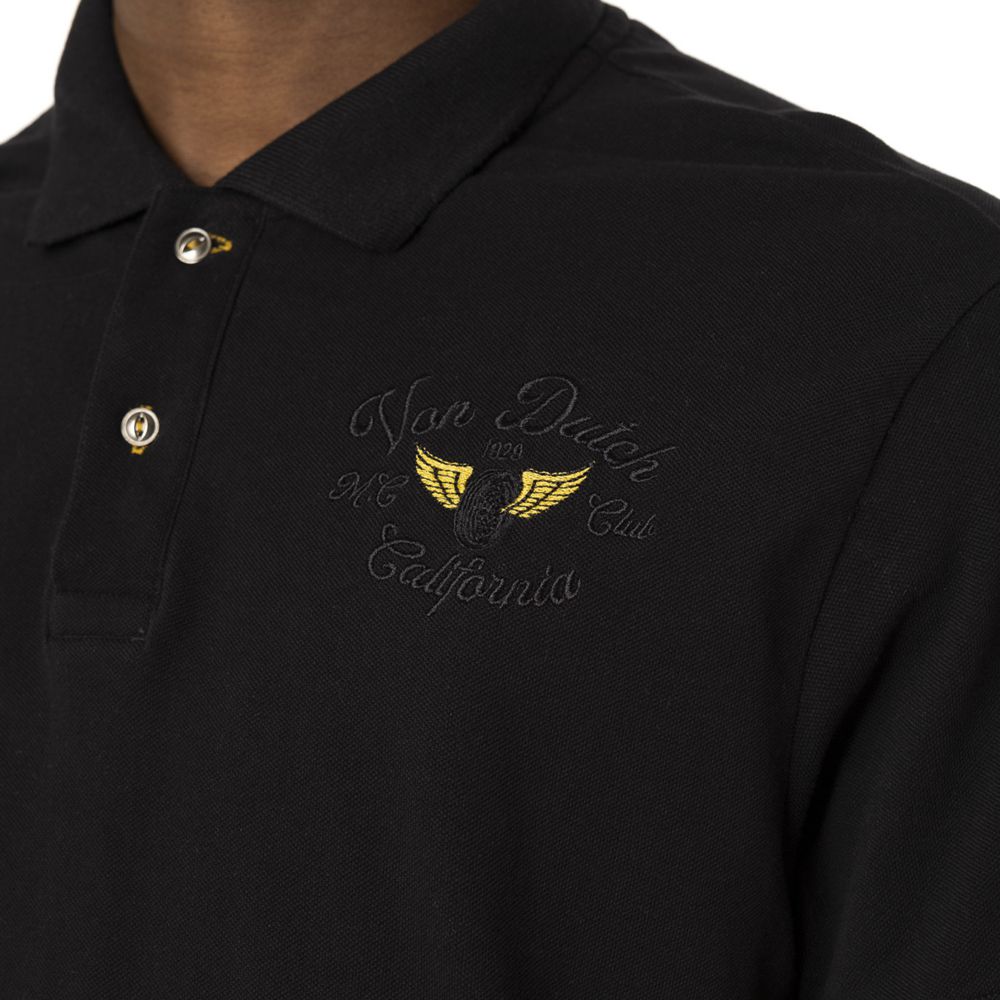 Von Dutch Mick Military Pique In Cotton Men Polo Shirt Black / Yellow | US-TNUWYP312