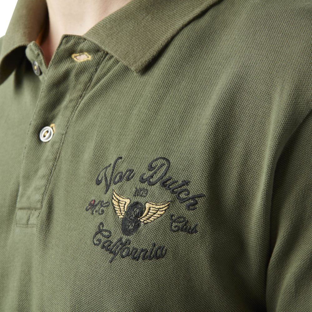 Von Dutch Mick Military Pique In Cotton Men Polo Shirt Khaki | US-OZMARN753