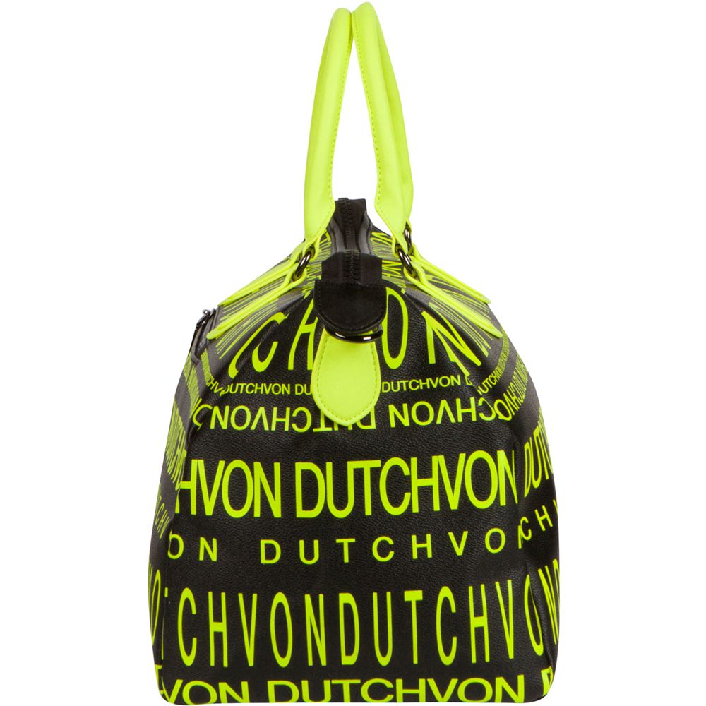 Von Dutch Monogram Women Duffle Bag Black / Yellow | US-TAGYEK489