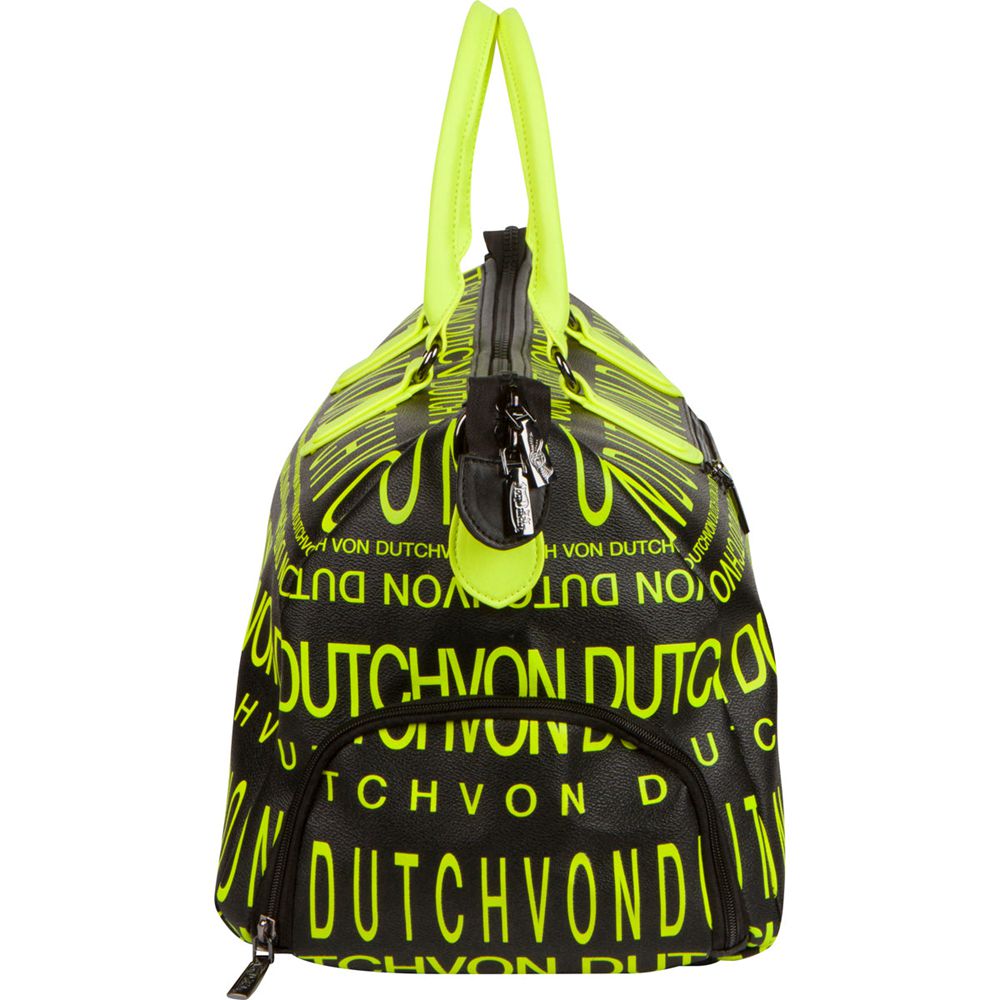 Von Dutch Monogram Women Duffle Bag Black / Yellow | US-TAGYEK489