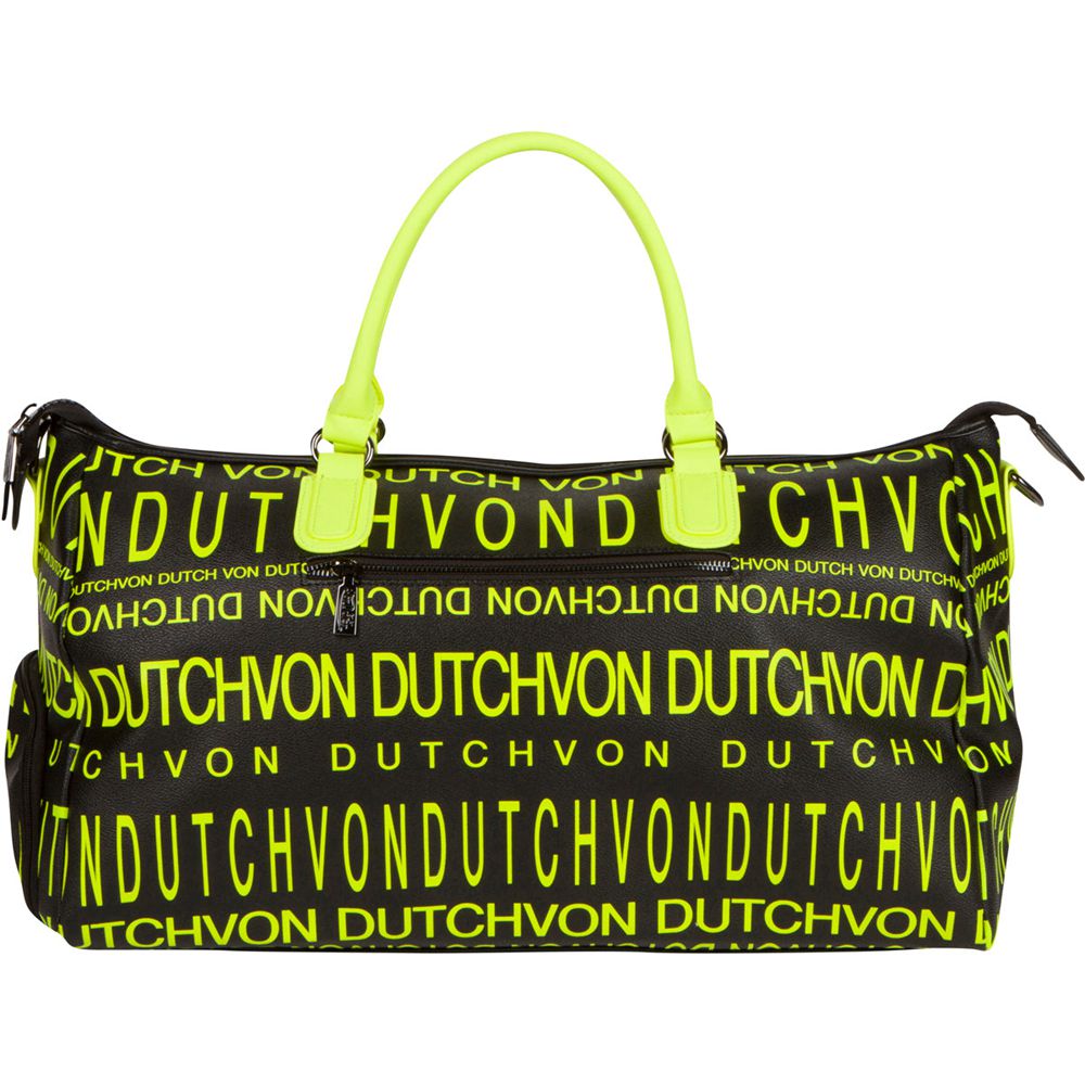 Von Dutch Monogram Women Duffle Bag Black / Yellow | US-TAGYEK489