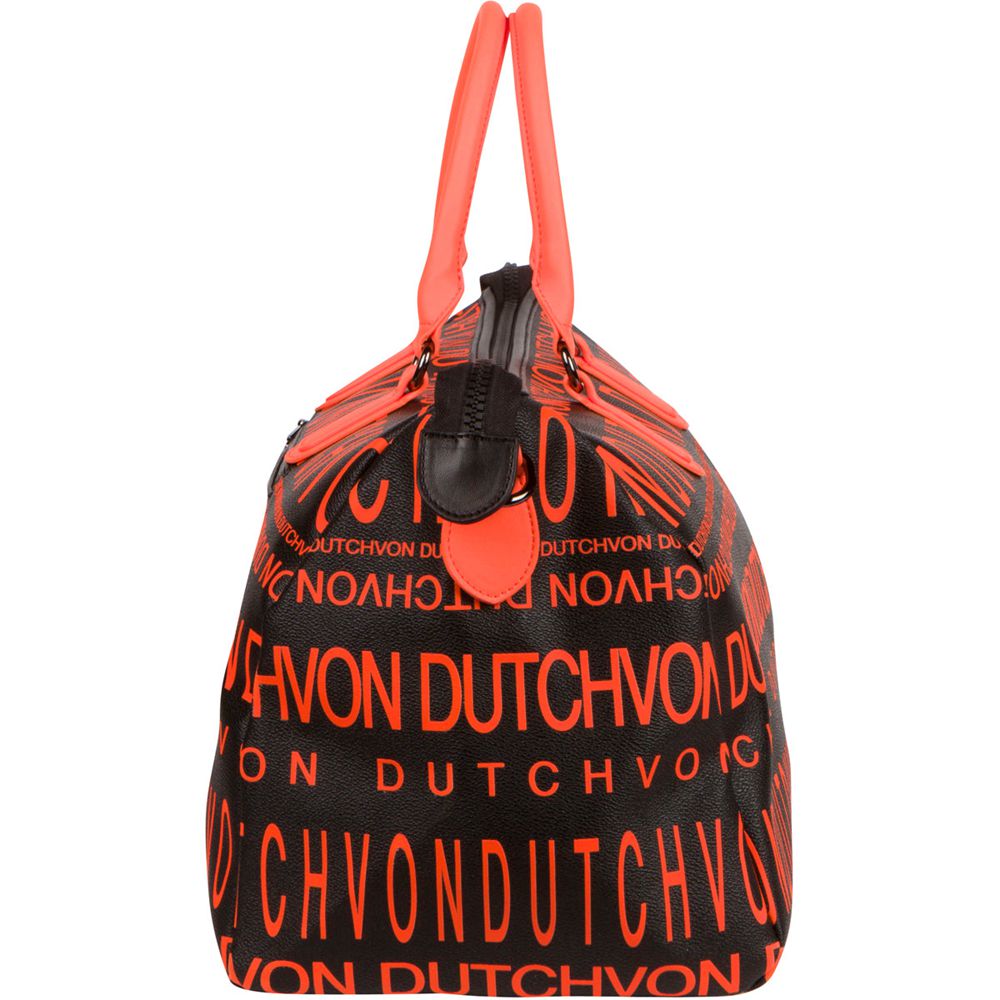 Von Dutch Monogram Women Duffle Bag Black / Orange | US-RIKLCA310