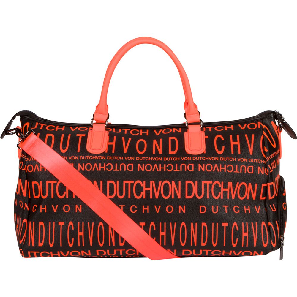 Von Dutch Monogram Women Duffle Bag Black / Orange | US-RIKLCA310