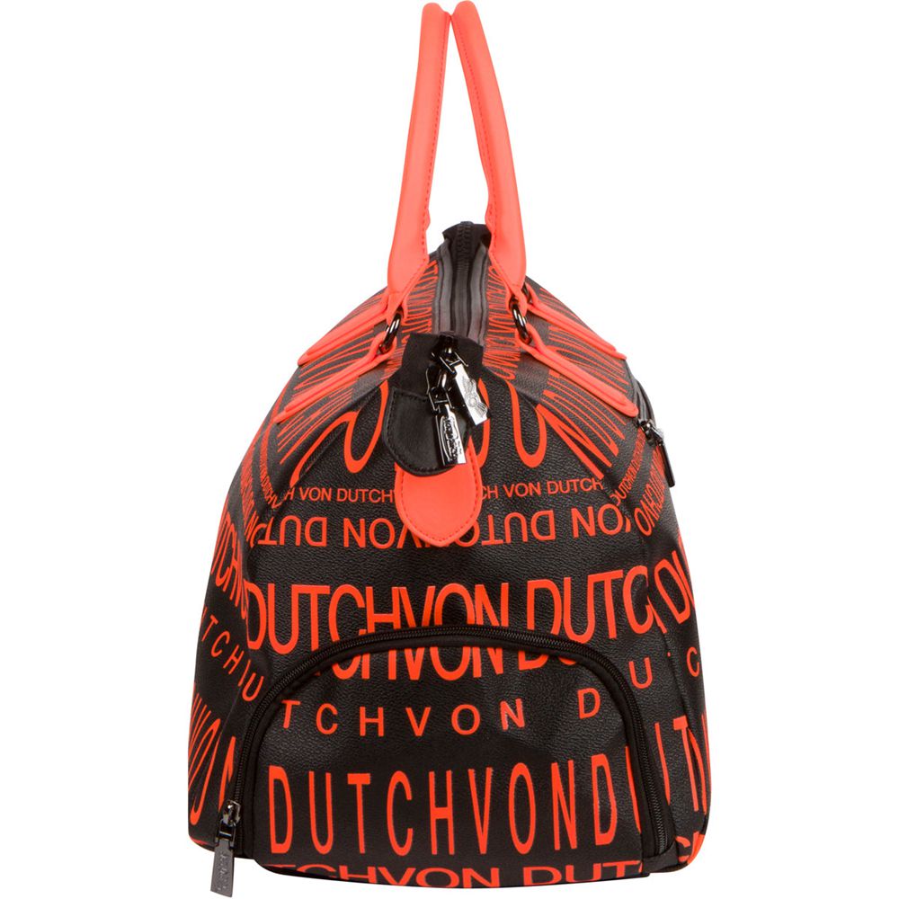 Von Dutch Monogram Women Duffle Bag Black / Orange | US-RIKLCA310