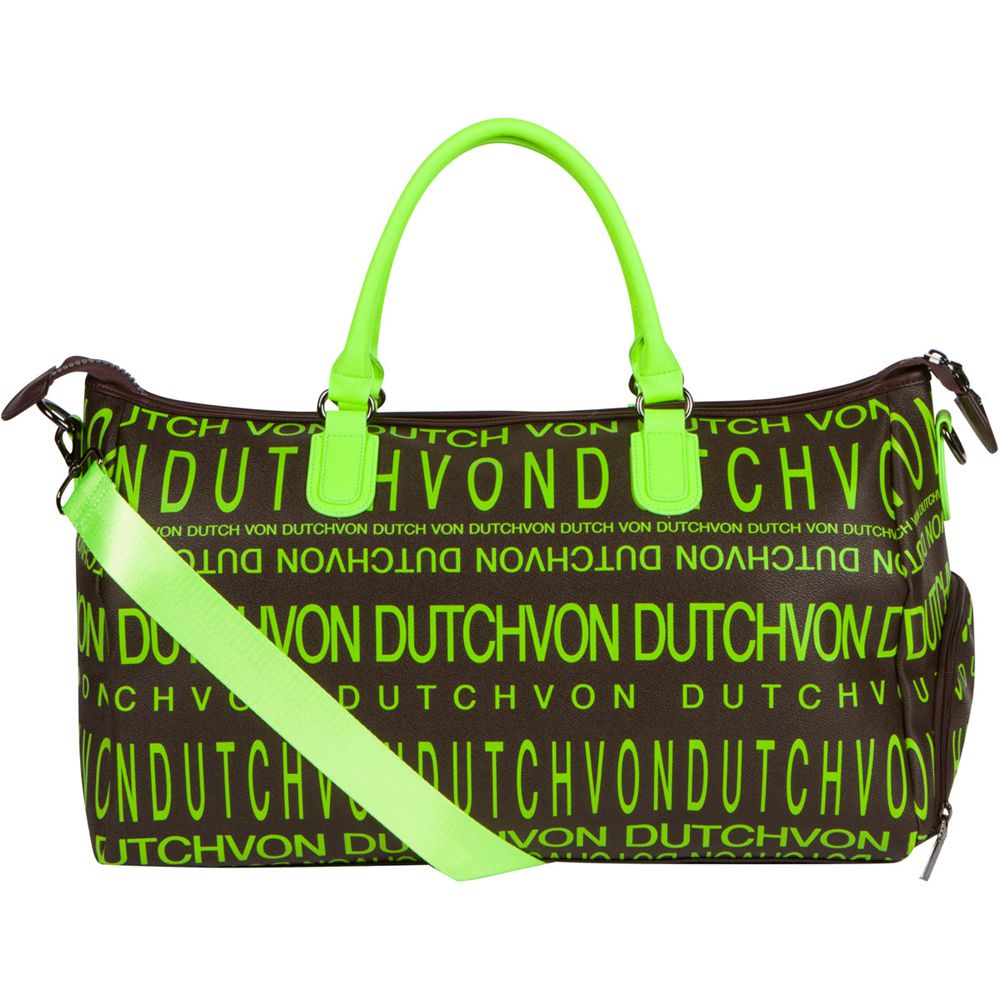 Von Dutch Monogram Women Duffle Bag Black / Green | US-PHSRDI073