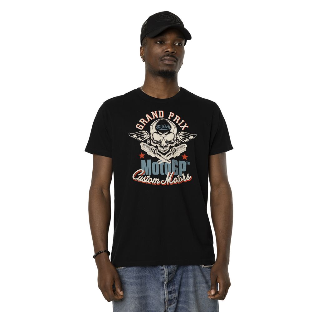 Von Dutch Moto Gp X Round Neck Men T-Shirt Beige / Black / Orange / Blue | US-XOGUJB576