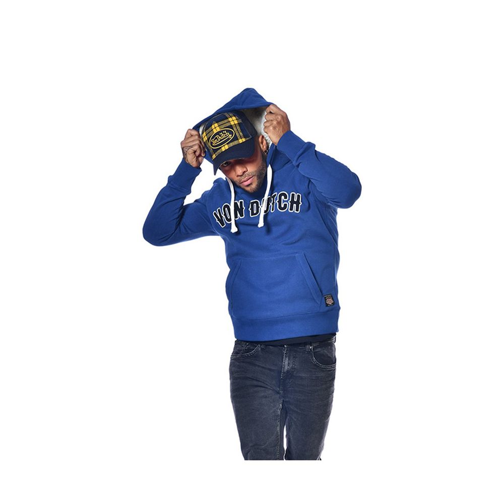 Von Dutch Must Sherpa Lined Men Hoodie Blue | US-JDEGCR369