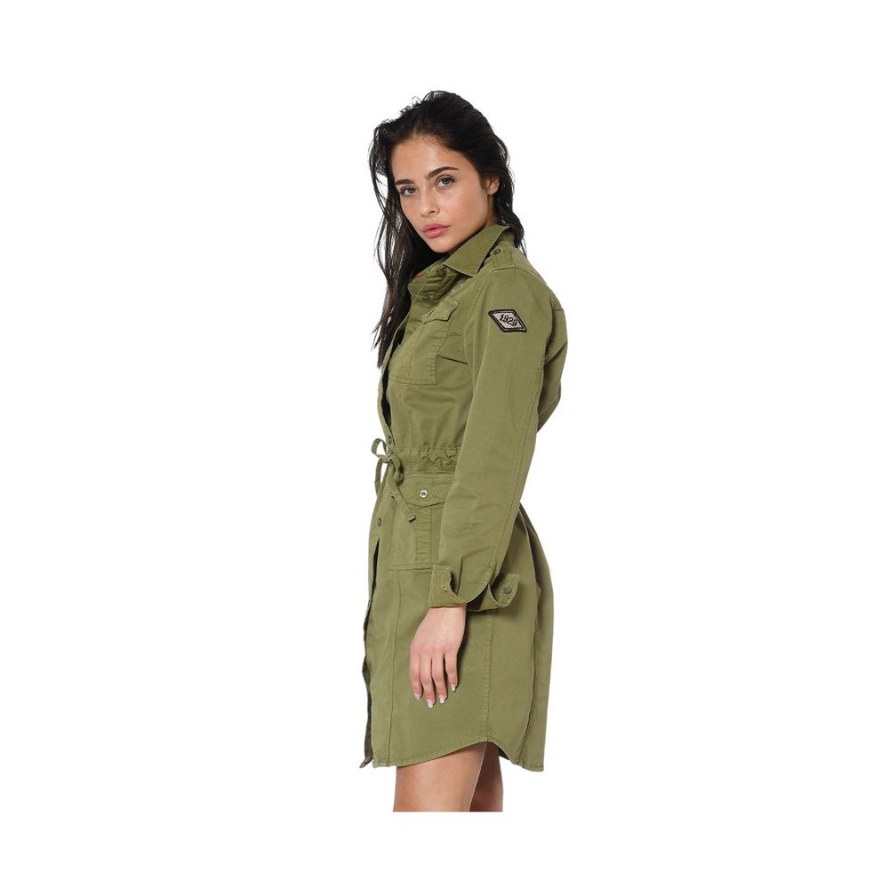 Von Dutch Mygirl Canvas Blouse Women Dress Green | US-PCEZVU403