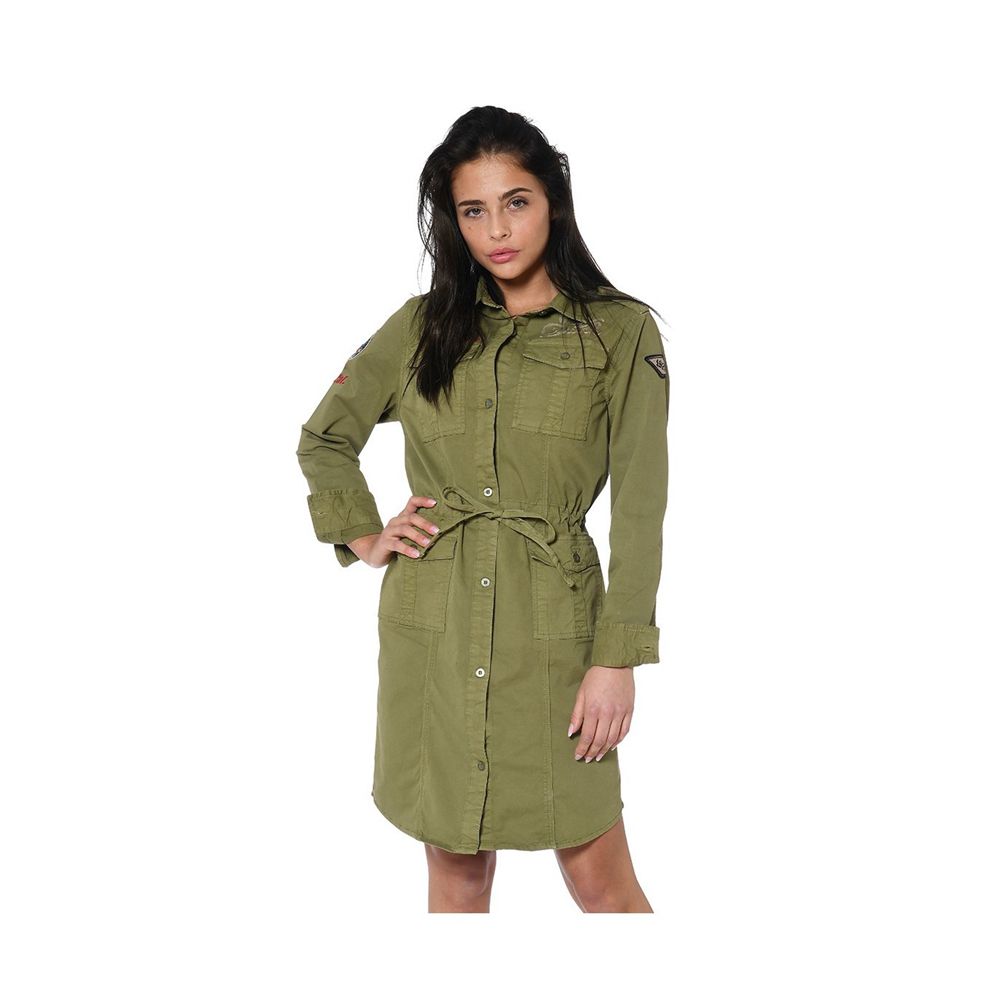 Von Dutch Mygirl Canvas Blouse Women Dress Green | US-PCEZVU403