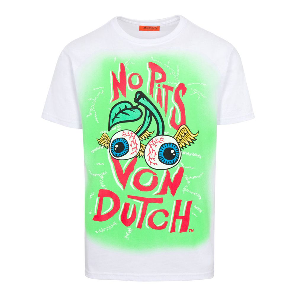 Von Dutch No Pits Ss Men T-Shirt White / Multicolor | US-GFDXNZ168