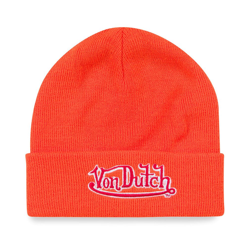 Von Dutch Orange Logo Beanie Beanie Orange | US-PYILBE247