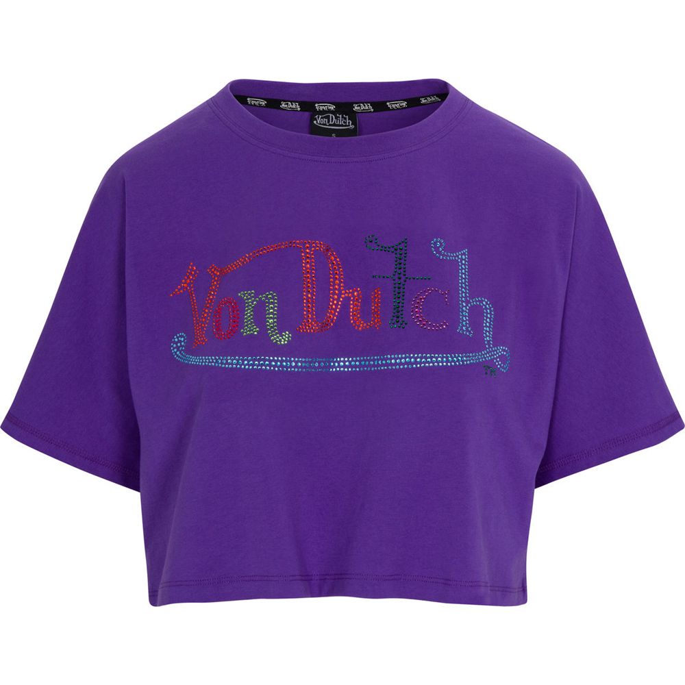 Von Dutch Originals Crop Women T-Shirt Purple | US-HKBROP458