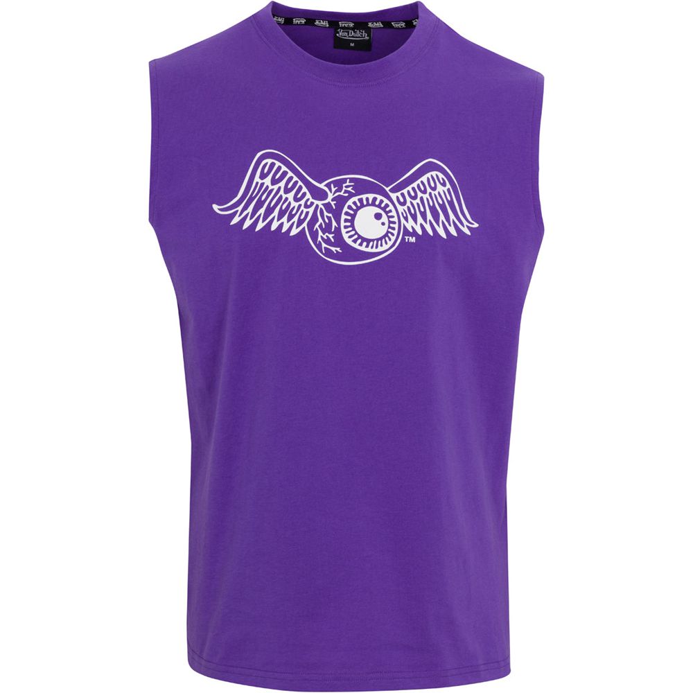 Von Dutch Originals Flying Eyeball Purple Sleeveless Men T-Shirt Purple | US-YGJCPZ041